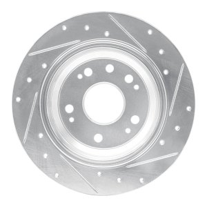 Acura RL Brake Rotor (1) - Rear Left - R1 Concepts - Drilled & Slotted - Silver - `02-`04